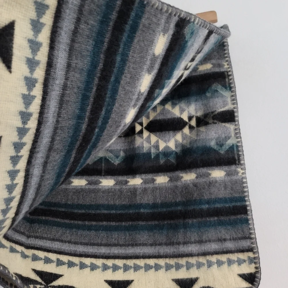 Heartprint Threads‎ Baby Blanket Earthy Southwestern Boho Gray Teal